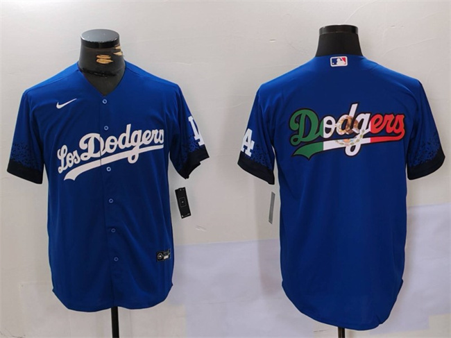 Los Angeles Dodgers Blue Team Big Logo City Connect Cool Base Stitched Jersey - Click Image to Close